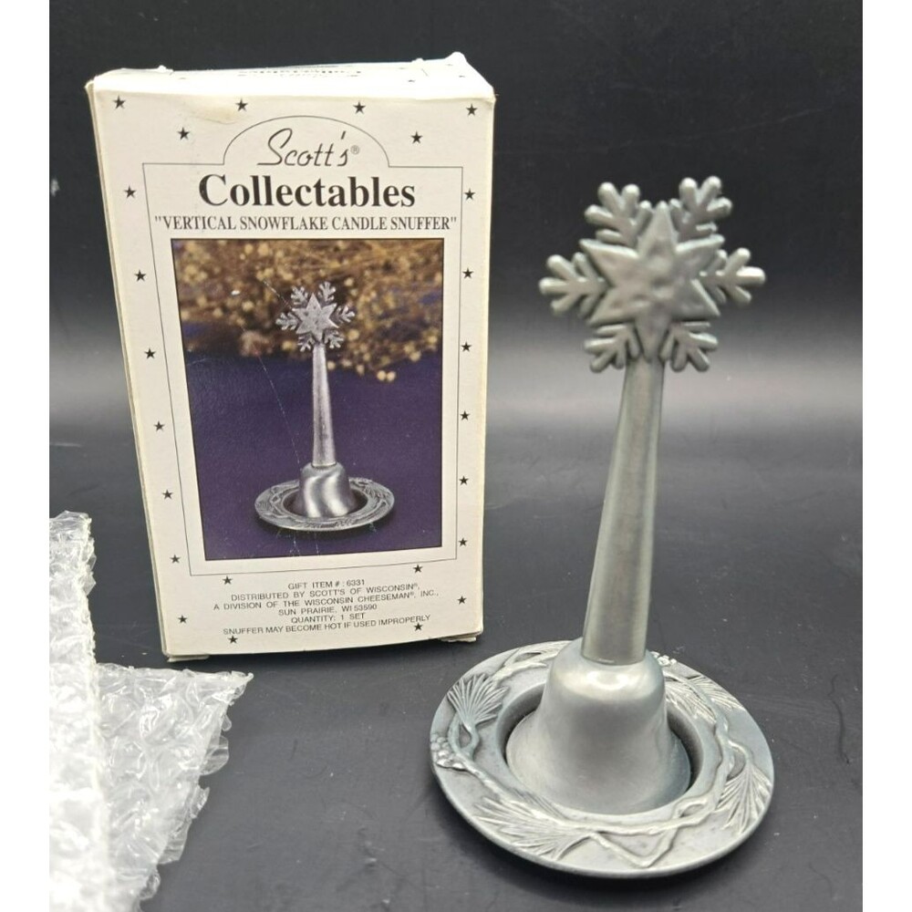 Scott's Collectables Vertical Snowflake Candle Snuffer Set with Base & Original